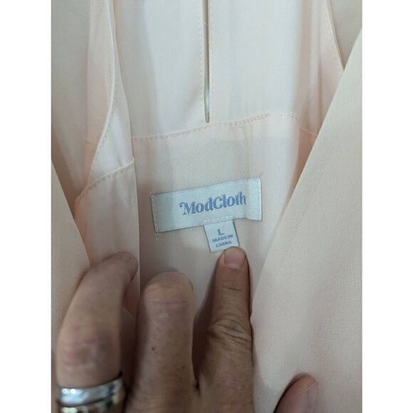 Modcloth Queen of Eden Wrap Dress Large‎ blush pink NWTs maxi chiffon bridesmaid - Picture 5 of 10